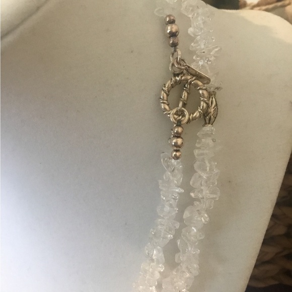 Vintage NWOT Natural White Quartz Gemstone & Sterling Silver Toggle Necklace - Picture 4 of 12